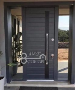 Çift Aynalı Antrasit Bina Giriş Kapısı NEF-611